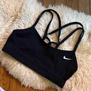 Nike Women's Black Sports Bra with White Logo